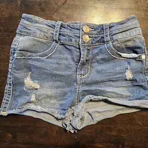 Almost Famous Blue Distressed Jean Shorts
